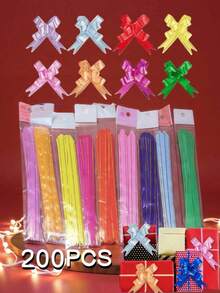 100 piezas de lazos para envolver regalos, adecuados para bodas, cumpleaños, fiestas, vacaciones, recuerdos de fiesta, empaque minorista (colores aleatorios) - A - Ver 2