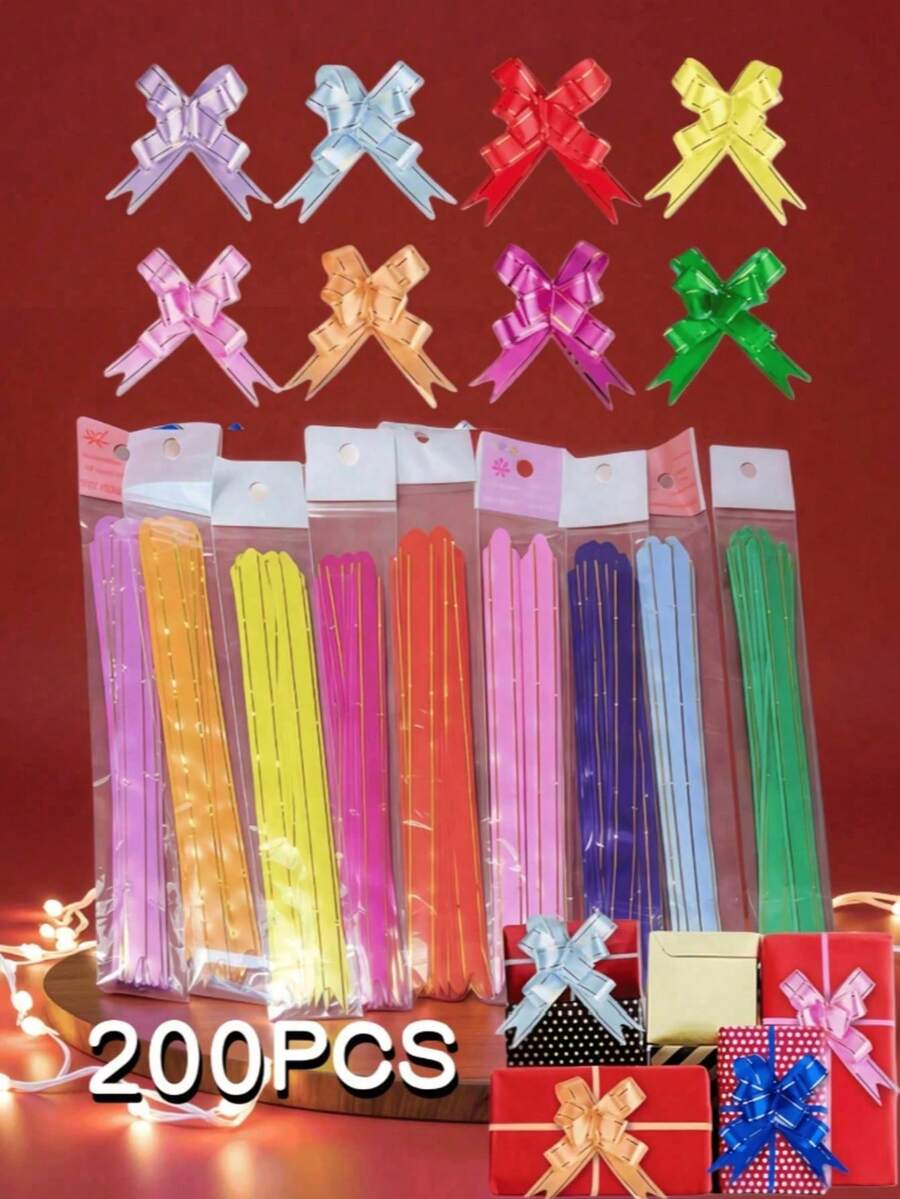 100 piezas de lazos para envolver regalos, adecuados para bodas, cumpleaños, fiestas, vacaciones, recuerdos de fiesta, empaque minorista (colores aleatorios)