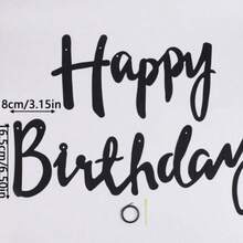 1pc Black Handwritten Happy Birthday Paper Banner, Simple Versatile Easy To Hang, Suitable For Birthday, Wedding, Valentine's Day, Back To School And Various Occasions, Practical Gift For Party And Home Decor - One Size Fits All - View 5