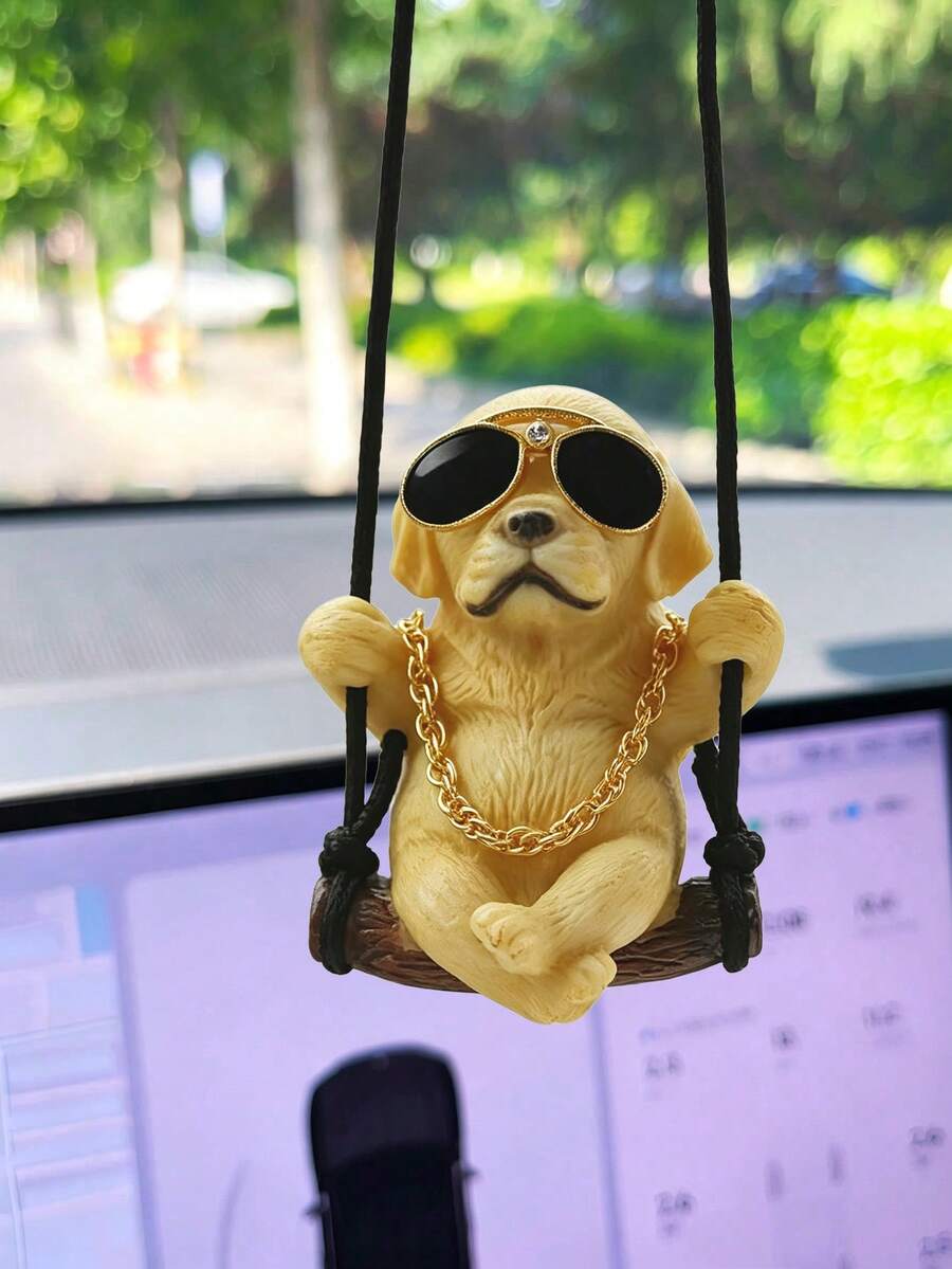 Cute Swinging Labrador Retriever Pet Dog Car Rearview Mirror Hanging Ornament, Car Interior Accessory - Pendant - View 1