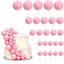 40pcs Multicolor Metallic & Matte Spherical Cake Toppers, Mini Foam Ball Decorations For Birthday & Wedding Cake Decor - Multicolor - View 7