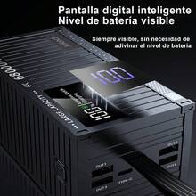 JIDITECH Batería Portátil 68000mAh con Carga Súper Rápida 22.5W, 4 Cables Incluidos, 6 Puertos de Entrada y Salida, Pantalla LED Digital Grande, Carga 8 en simultáneo - Power Bank Batería 68000mAh - negro - Ver 5