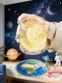 11/5/1pc Solar System Planet Wooden Coasters Round Heat Resistant Drink Cup Mats Space Astronomy Decor Coffee Table Protector Novelty Home Kitchen Decor Holiday Birthday Housewarming Party Gift For Space Lovers - Multicolor - View 4