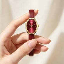 gedi 1pc Women's Quartz Watch, Luxury Oval Wristwatch, Litchi Grain Genuine Leather Strap, Suitable For Daily Wear, Commuting, Dating, Workplace And As A Gift For Women - one-size - View 15