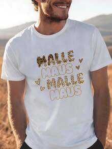 T-shirt unisex oversize Malle Maus con scritta leopardata (2) e stampa straniera Y2K per uomo e donna, stile retrò anni 2000, streetwear, t-shirt grafica ampia - Bianco - Visualizzare 6