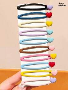 6/2pcs/Set 3D Heart Water Drop Hair Clips, Macaron Soft Color Palette, Minimalist Youthful Vibe - Suitable For Women And Girls, No Daily Fixed Bangs And Stray Hair - Multicolor - View 13