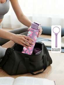 1pc/5pcs 750ml Soft Pink Leopard Print Sports Water Bottle, Flip Lid Design, Reusable Lightweight Leak-Proof Portable Travel Drinking Cup, Suitable For Daily Use And Outdoor Sports - Multi-color - Blue Leopard Print - View 6