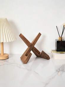 1pc Minimalist X-Shaped Wooden Desktop Stand, Sturdy Cross Display Rack, Multi-Functional Support Stand, Suitable For Phone, Tablet, Cookbook, Decorative Items, Ideal Desktop Accessory For Living Room, Kitchen And Home Daily Use - Multiple Styles - View 7