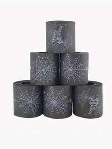 3 Rolls Black Spider Web Pattern Toilet Paper, Fun Creative Themed Toilet Paper, Bathroom Decor, Unique Gift, Prank Gift Idea, Daily Humor, Party Decoration - Multicolor - View 9