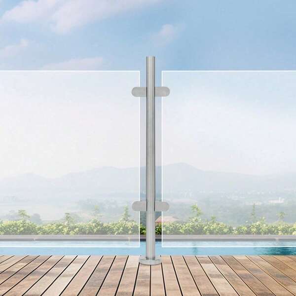304 Stainless Steel Railing Post 90cm Center Post Glass Railing Post Silver Middle Post