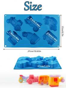 Juego de 7 piezas de moldes de silicona de transporte, molde 3D de coche, molde de silicona para coche y motocicleta, molde de chocolate de coche de dibujos animados, juego de moldes de horneado con gotero, silicona, fácil de desmoldar, resistente al calor, suave y antiadherente, juego DIY para el hogar, adecuado para comida de bebé, chocolate, gomitas, gelatina, velas aromáticas, jabón hecho a mano, pastel de cumpleaños de bebé, postre DIY con tema de niño - Multicolor - Ver 6