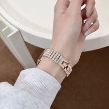 1pc Women's Luxury Rhinestone Metal Watch Band, Compatible With AppleWatch Series 11 10 9 8 7 6 5 4 3 2 1 38/40/41/42/44/45/46/49mm Ultra 1/2/3 SE, Suitable As Valentine's Day, Birthday Or Mother's Day Gift For Girlfriend, Friend Or Family (Band Only) - Rose Gold - View 9