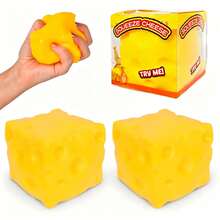 Jumbo Cheese Squeezy 超大號方形起司塊捏捏樂 紓壓玩具，柔軟慢回彈 壓力釋放擠壓玩具 - 彩色 - 查看 8