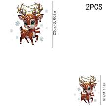 1/2/3PCS Water-Washable Heat Transfer Prints, Plaid Scarf Deer Antlers Wrapped With Colorful Lights Snowflake Cartoon Christmas Pattern, Suitable For T-Shirts, Bags, Pillows - Multicolor - View 3
