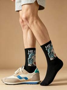 1/3/5 Pairs Men's Mid-Calf Socks, Boys' Sweat-Absorbing Odor-Resistant Sports Basketball Socks, Long Running Socks, All-Season Versatile, Soft Breathable, Skin-Friendly Comfortable, High Elasticity Moisture-Wicking, Durable And Non-Constricting; Suitable For Daily Commute, Casual Wear, Basketball, Cycling, Hiking, Running And Other Sports, Sports Socks, Fitness Training Socks. - Multicolor - View 10