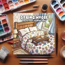1pc Warm Spring Nordic Style Adult Coloring Book, Cute Pastoral Theme, Spring Theme, Vibrant Colors, Easy To Color, Children's Cute Coloring Book, Perfect Birthday Gift, Stress Relief Gift, Perfect Gift For Halloween, Back To School And Other Holidays - Nordic Style/Spring Coloring Book - View 3