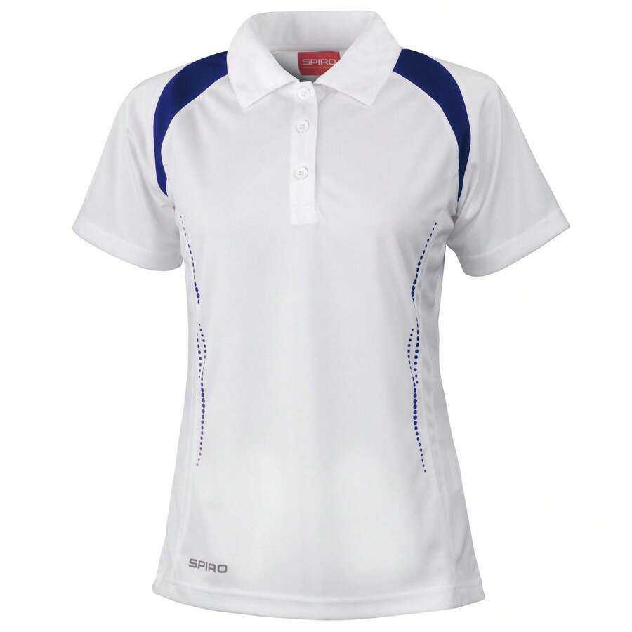 Spiro Womens/Ladies Sports Team Spirit Performance Polo Shirt - White/Navy - View 1