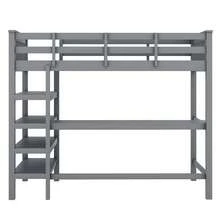 Bed Frame Kids 90x200 With Desk And Shelves, Grey - 灰色 - 查看 9