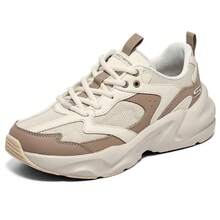 Skechers Women's Platform Casual Retro Dad Shoes Breathable Honeycomb Mesh Lightweight Non-Slip Sole Sneakers - White/Khaki - View 2