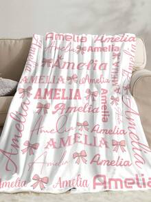 1pc Customized Flannel Name Blanket, Suitable For Bed, Living Room, Sofa, Outdoor, Beach, Camping, Pets And More Occasions, Can Be Personalized With Family/Pet/Couple Name Print, Ideal Gift For Christmas, Mother's Day/Father's Day, Family, Birthday, Friends, Women, Parents And More Occasions. - Style 1 - View 6