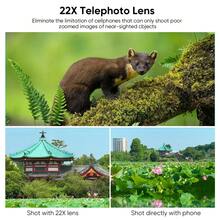 APEXEL 11-In-1 Universal Phone Lens Kit: 22X Telephoto Zoom + 0.63X Wide Angle & 15X Macro + 198° Fisheye & Creative Filters, Compatible With All Smartphones - A - View 9