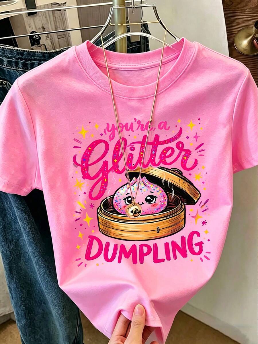 [Cotton T-Shirt]Tween Girl One-Piece Printed Pullover Short-Sleeve T-Shirt, Suitable For Students And Young Children, Summer Outfit Tops For Kids