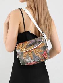 Vacation Style Premium Texture Flip Shoulder Bag, Embroidered Sequin Flower Decoration Design, Elegant And Exquisite Fashion Style Women's Armpit Bag - Multicolor - View 2