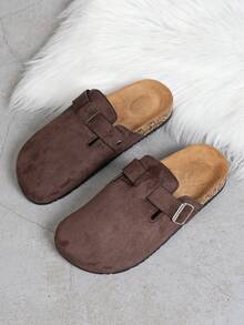Wide Fit Men's Casual Slouchy Mule Shoes With Half-Covered Toe - Rust Brown - View 6
