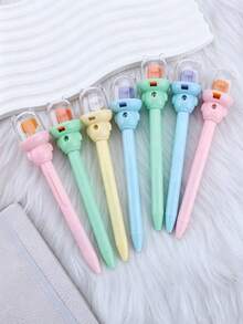 1pc Cute Basketball Shaped Ballpoint Pen, Creative Fun Stress Relief Pen, Black Ink Smooth Writing, Suitable For Back To School, First Day Of School - Multicolor - View 7