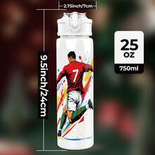 FIFA 1pc Vibrant Soccer Themed 750ml Water Bottle, Made Of Durable And Lightweight Material, Cute Design, Leak-Proof And Reusable, Perfect For Travel And Running - Great Gift For Graduation, Summer, Mother's Day And Camping - Multicolor - View 4