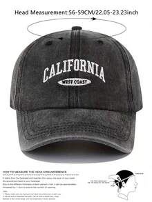 BONNY BOOM 2件裝 CALIFORNIA WEST COAST 刺繡復古水洗中性棒球帽卡車帽，Y2K戶外防曬可調節旅行度假禮物，適合朋友、家人、情侶，聖誕節、萬聖節、開學季、學生、情人節、母親節、父親節、婚禮、教師、單色派對、嘉年華 - 做舊黑色+做舊卡其色 - 查看 5