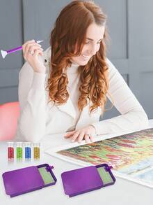 [New Diamond Tool Set] 1 Set Of Diamond Painting Storage Container Accessories, Diamond Art Storage Box With A Complete Set Of Art Tools (30/60/120/240 Slots) - A - View 9