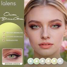 Lalens Bella Ocean 棕綠漸層無痕自然美感圓形隱形眼鏡 1 對批發，美容彩色隱形眼鏡，年戴，DIA14.20MM BC8.6MM，適合淺色與深色眼睛，中東穆斯林女性派對與日常妝容 - LA Green - 查看 5