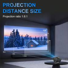 Proyector Mini M60, Compatible con Resolución 1080P con WiFi 2.4G. Equipado con Puertos USB & Tipo-C, Proyector de Cine en Casa Portátil, Tamaño de Proyección Rango de 20 a 100 Pulgadas. - Negro - Ver 4