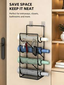 Drill-Free Installation Umbrella Storage Rack, Home Entryway Umbrella Organizer With Hooks, Space-Saving Decorative Umbrella Display Stand - Multicolor - View 2