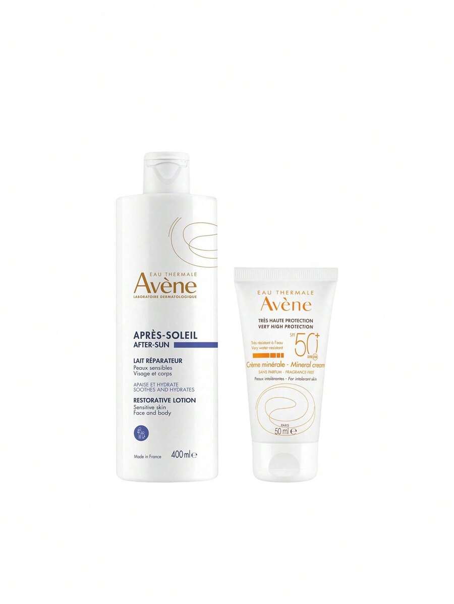 Avene [حزمة] لوشن العناية بالشمس بعد التعرض للشمس المرمم 400 مل + كريم معدني بحماية عالية جداً SPF50+ 50 مل - شفاف - مشاهدة 1