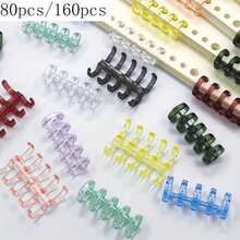 80pcs/160pcs 5-Hole Loose Leaf Binder Rings, Random Color, 5-Hole Plastic Binding Strips, Loose Leaf Binder, Plastic Roll, Detachable Loose Leaf Core, Easy-Open Page Fixers, Suitable For Organizing Loose Leaf Paper And Office Supplies, Loose Leaf Notebook - Random Color - View 2