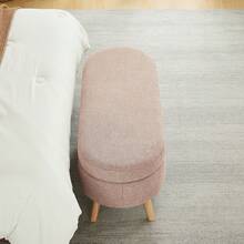 Storage Bench With Storage Space, Beige Color, Ideal For Bedroom Or Hallway - Pink - View 10