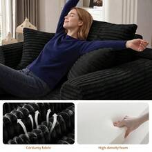 YQzyphyna 40.5'' Boneless Cloud Sofa Bed – Deep Seat Cushion No Assembly Required, Modern Fluffy Loveseat Couch For Living Room & Bedroom,For Small Spaces, Apartment, Movie Night - 黑色 - 查看 4