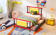 Kids Bed Frame 90x200 With Drawers - Colorful Metal Frame - 紅色 - 查看 11