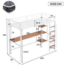 Bed Frame With Shelves And Table - Suitable For Children And Teenagers - Natural and White - 查看 4