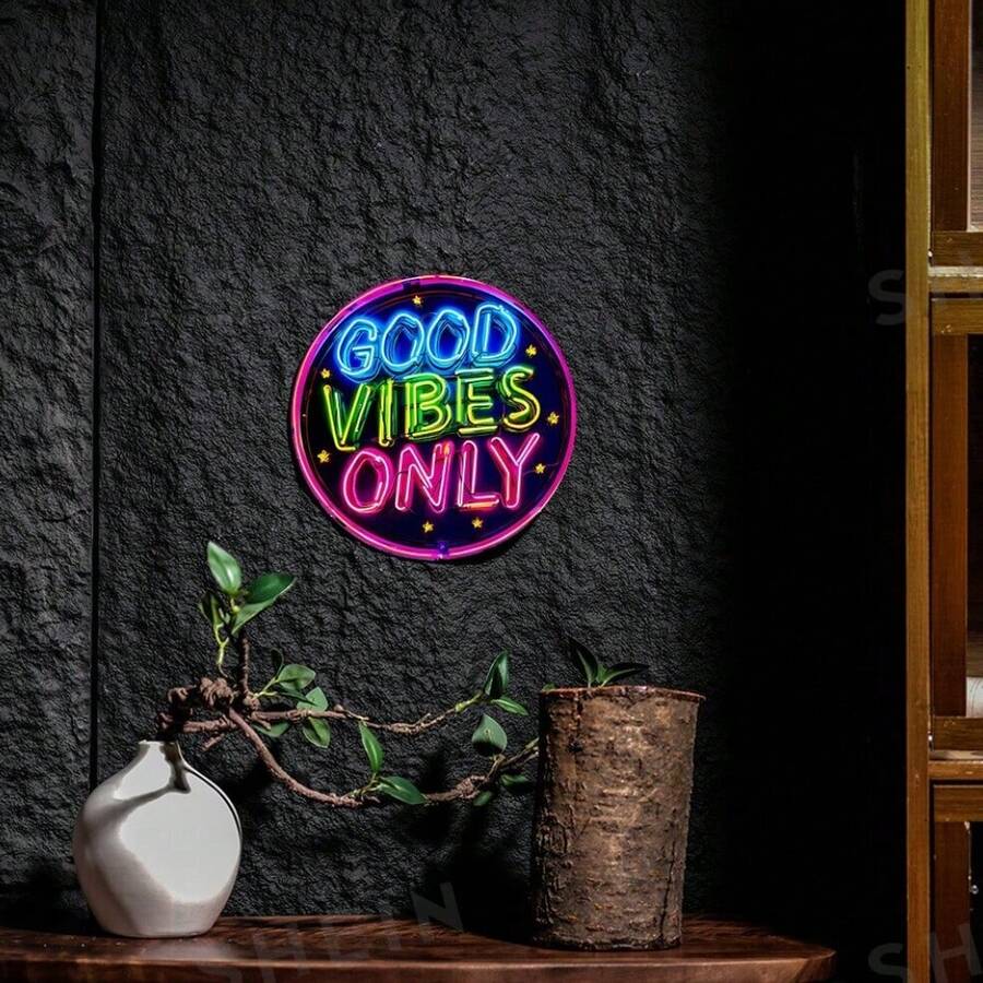 2D Flat "Good Mood Only" Sign, Vintage Style Wall Decor, Easy To Hang, Durable And Waterproof, Suitable For Home, Kitchen, Bedroom, Restaurant, Bar, Room Decoration - - Multicolor - View 1
