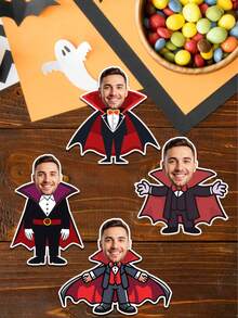 UNICCUT Personalized Halloween Vampire Face Custom Head Sticker Bat Happy Halloween Sticker With Face Photo Self-Adhesive Gift Label - Multicolor - View 4