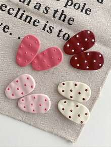 8/4/1pc Cute Polka Dot Water Drop Hair Clips, Minimalist Beach Style Side Parting Hair Clips, Contrast Color Oval Bird Beak Shaped Hair Clips - Multicolor - View 2