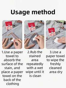 20/40/80pcs Portable Wet Wipes, Quickly Remove Oil And Lipstick Stains From Clothes, Travel Emergency Stain Removal, Gentle Deep Cleaning For Clothes And Shoes, Suitable For Travel/Kitchen/Bathroom/Home - Multicolor - View 4