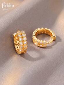 1 Pair Luxury Delicate Vintage Style Double Row Full Zirconia Rhinestone Lace Hollow Ear Cuffs, Women's Earrings With Inner Hollow Lace Craft Design, Exquisite Sparkling Versatile Ear Jewelry Suitable For Commuting, Work, Dating And Daily Wear - Earrings - View 7