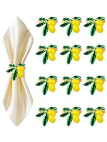 2/4/6/12pcs Lemon Shaped Napkin Rings, Decorative Napkin Rings, Wedding Decoration, Ceremony, Table Decor, Wedding, Dinner, Party Decoration Napkin Rings - Multicolor - View 10