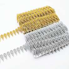 2 Yards 38mm Rhinestone Lace Trim With Gold & Silver Water Drop Chain, Bridal Decoration For Wedding Sewing Handmade DIY - Multicolor - View 1