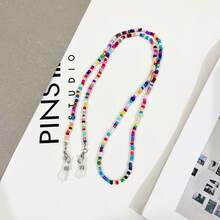 1pc Bohemian Style Handmade Beaded Eyeglass Chain, Acrylic Women's Eyeglass Chain, Fashion Anti-Loss Eyeglass Chain, Flat Lens, Reading Glasses Lanyard - Multicolor - View 6