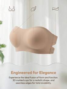 Women's Summer Seamless Wire-Free Bra, Sexy Design With Strapless Anti-Slip Sides And Criss-Cross Back, Suitable For Daily Wear And Parties - Camel - View 6